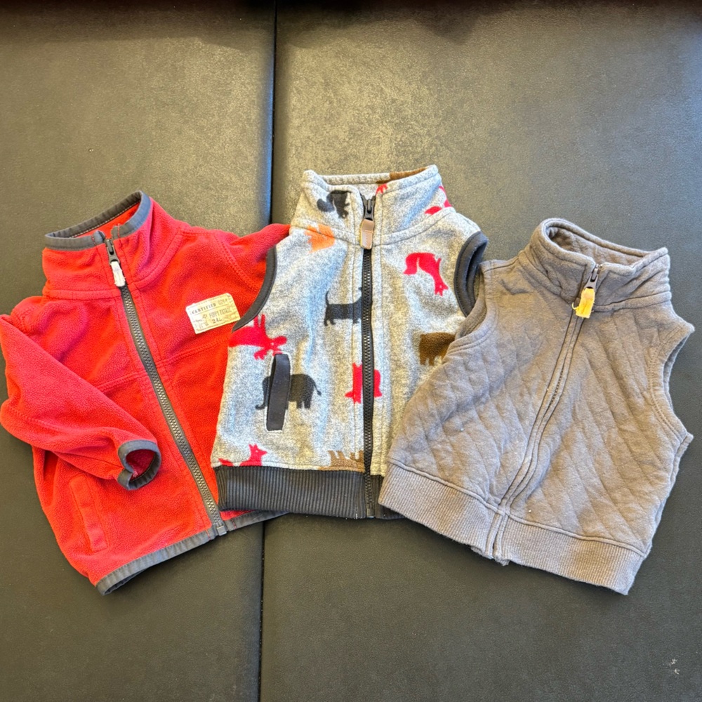 Red, Gray, Vests and Fleece Zip Up
